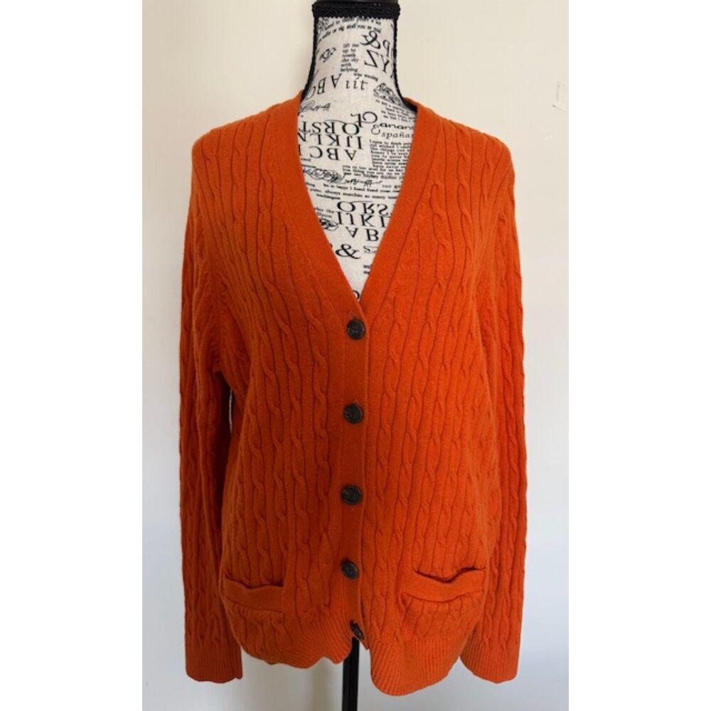 Women's orange cable knit sweater - size 14-16